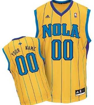 Men & Youth Customized New Orleans Hornets Yellow Jersey